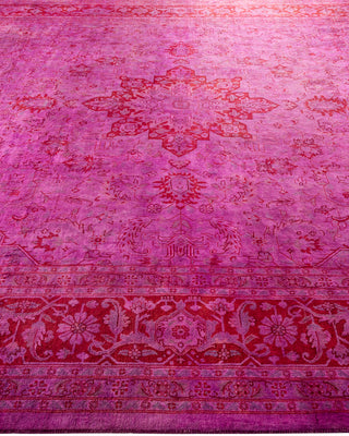 Modern Overdyed Hand Knotted Wool Pink Square Area Rug 8' 2" x 8' 3"