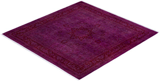 Modern Overdyed Hand Knotted Wool Pink Square Area Rug 8' 2" x 8' 3"