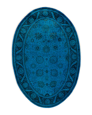 Contemporary Fine Vibrance Blue Wool Area Rug 5' 1" x 7' 7"