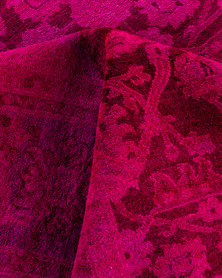 Contemporary Hand-Knotted Overdyed Pink Area Rug 9' 1" x 11' 5"