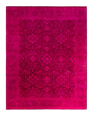 Contemporary Overyed Wool Hand Knotted Pink Area Rug 9' 1" x 11' 5"