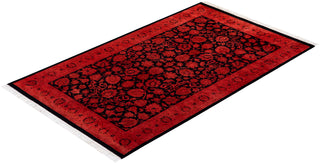 Contemporary Hand-Knotted Overdyed Red Area Rug 3' 1" x 5' 1"
