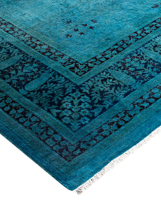 Contemporary Hand-Knotted Overdyed Blue Area Rug 6' 1" x 9' 2"