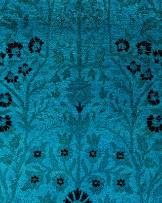 Contemporary Hand-Knotted Overdyed Blue Area Rug 6' 1" x 9' 2"