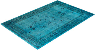 Contemporary Hand-Knotted Overdyed Blue Area Rug 6' 1" x 9' 2"