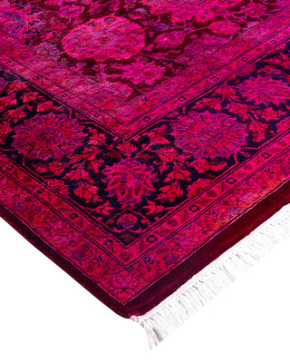 Contemporary Hand-Knotted Overdyed Red Area Rug 6' 1" x 9' 4"