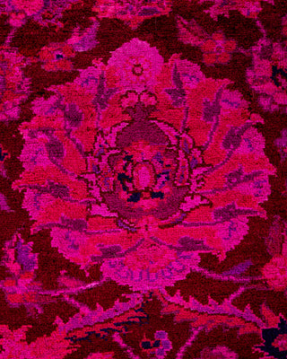 Contemporary Hand-Knotted Overdyed Red Area Rug 6' 1" x 9' 4"