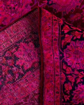 Contemporary Hand-Knotted Overdyed Red Area Rug 6' 1" x 9' 4"