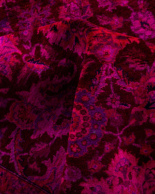 Contemporary Hand-Knotted Overdyed Red Area Rug 6' 1" x 9' 4"