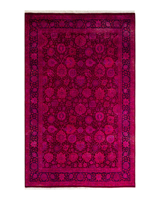 Contemporary Overyed Wool Hand Knotted Red Area Rug 6' 1" x 9' 4"
