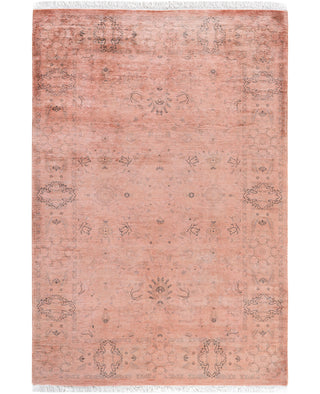 Contemporary Overdyed Wool Hand Knotted Pink Area Rug 4' 2" x 6' 1"