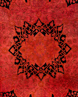Contemporary Hand-Knotted Overdyed Orange Area Rug 9' 3" x 12' 3"