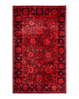 Contemporary Overyed Wool Hand Knotted Orange Area Rug 4' 7" x 7' 4"