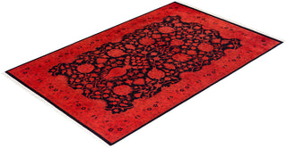 Contemporary Hand-Knotted Overdyed Orange Area Rug 4' 1" x 6' 4"