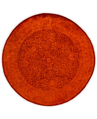 Contemporary Overdyed Wool Hand Knotted Orange Round Area Rug 5' 0" x 5' 0"