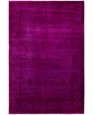 Contemporary Overdyed Wool Hand Knotted Purple Area Rug 4' 2" x 6' 3"