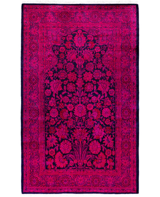Contemporary Overdyed Wool Hand Knotted Pink Area Rug 4' 1" x 6' 4"