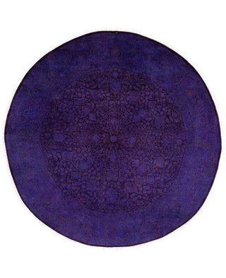Contemporary Overdyed Wool Hand Knotted Purple Round Area Rug 6' 1" x 6' 1"