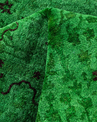 Contemporary Hand-Knotted Overdyed Green Area Rug 3' 2" x 5' 7"