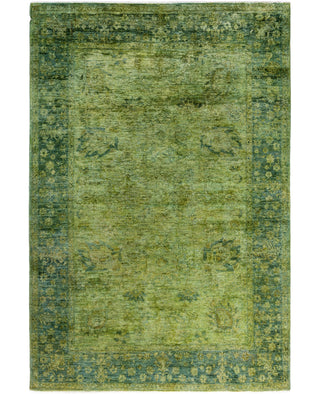 Contemporary Overdyed Wool Hand Knotted Green Area Rug 6' 1" x 9' 0"