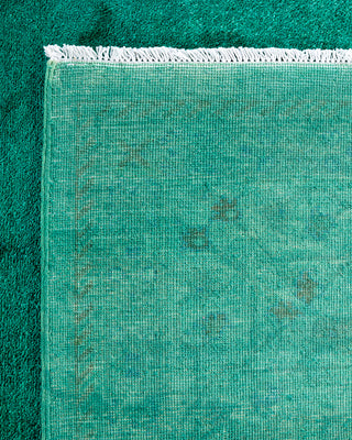 Contemporary Hand-Knotted Overdyed Green Area Rug 9' 3" x 12' 1"