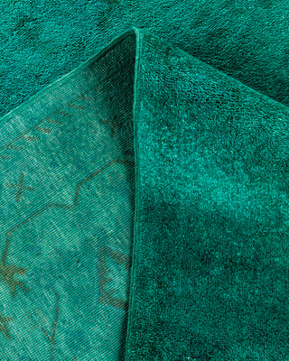 Contemporary Hand-Knotted Overdyed Green Area Rug 9' 3" x 12' 1"