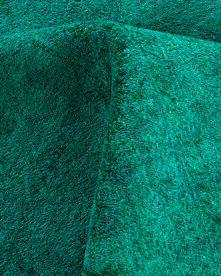 Contemporary Hand-Knotted Overdyed Green Area Rug 9' 3" x 12' 1"