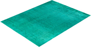 Contemporary Hand-Knotted Overdyed Green Area Rug 9' 3" x 12' 1"
