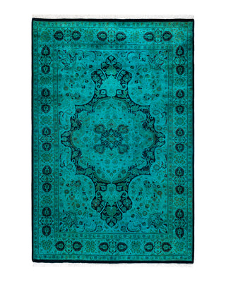 Contemporary Fine Vibrance Black Wool Area Rug 4' 2" x 6' 4"