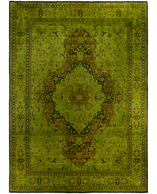Contemporary Overdyed Wool Hand Knotted Green Area Rug 10' 2" x 13' 7"