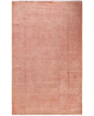 Contemporary Overdyed Wool Hand Knotted Pink Area Rug 4' 1" x 6' 6"