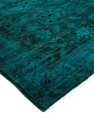 Modern Overdyed Hand Knotted Wool Blue Runner 3' 0" x 24' 6"