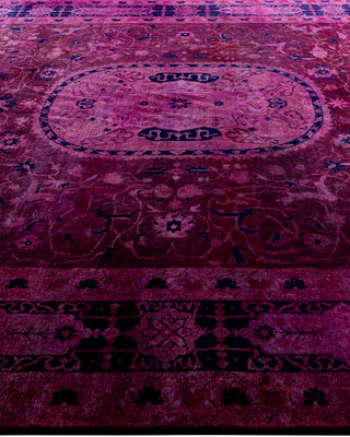 Contemporary Hand-Knotted Overdyed Pink Area Rug 8' 10" x 12' 3"