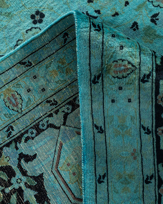 Contemporary Hand Knotted Overdyed Blue Area Rug 9' 0" x 12' 0"