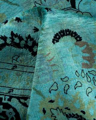 Contemporary Hand Knotted Overdyed Blue Area Rug 9' 0" x 12' 0"