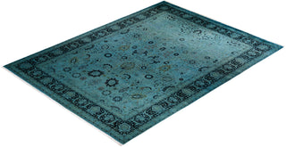 Contemporary Hand Knotted Overdyed Blue Area Rug 9' 0" x 12' 0"