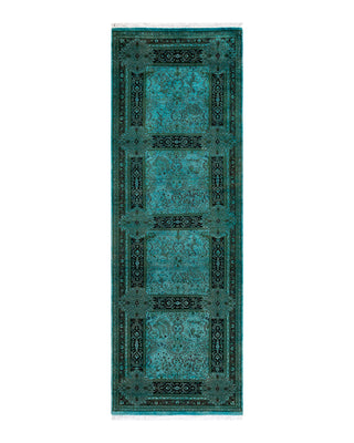 Contemporary Fine Vibrance Blue Wool Area Rug 3' 0" x 9' 2"
