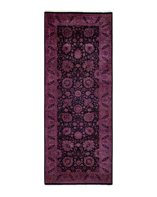 Contemporary Fine Vibrance Black Wool Area Rug 3' 1" x 8' 1"