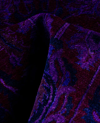 Contemporary Overdyed Wool Hand Knotted Purple Area Rug 3' 1" x 5' 2"