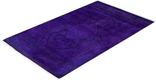 Contemporary Overdyed Wool Hand Knotted Purple Area Rug 3' 1" x 5' 2"