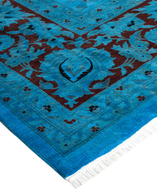 Modern Overdyed Hand Knotted Wool Blue Area Rug 10' 1" x 14' 2"