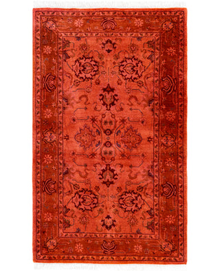 Contemporary Overdyed Wool Hand Knotted Pink Area Rug 2' 7" x 4' 3"