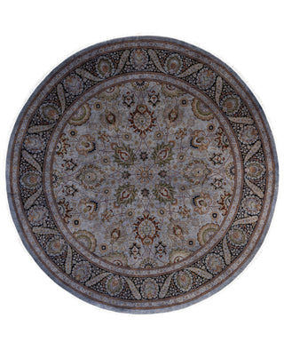 Contemporary Overdyed Wool Hand Knotted Gray Round Area Rug 9' 1" x 9' 1"