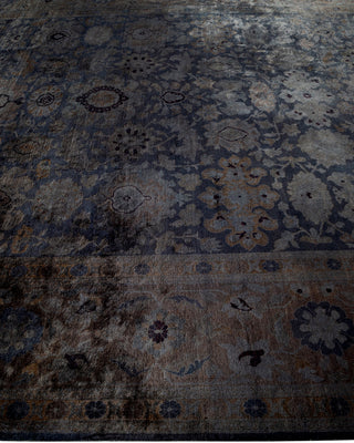 Contemporary Hand-Knotted Overdyed Gray Area Rug 9' 1" x 11' 7"