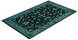 Contemporary Hand-Knotted Overdyed Black Area Rug 3' 2" x 5' 2"