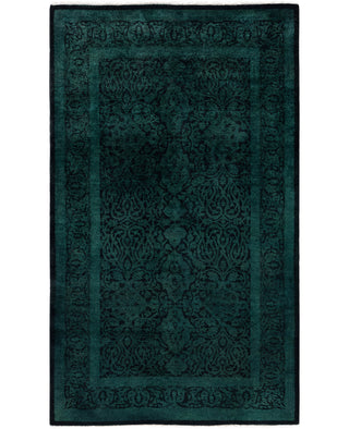 Contemporary Overdyed Wool Hand Knotted Black Area Rug 3' 1" x 5' 3"