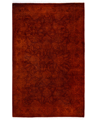 Contemporary Overdyed Wool Hand Knotted Orange Area Rug 3' 2" x 5' 1"