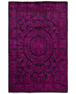 Contemporary Overdyed Wool Hand Knotted Purple Area Rug 4' 2" x 6' 3"