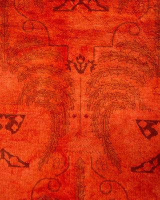 Contemporary Hand Knotted Overdyed Orange Area Rug 9' 2" x 12' 4"
