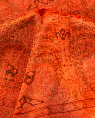 Contemporary Hand Knotted Overdyed Orange Area Rug 9' 2" x 12' 4"